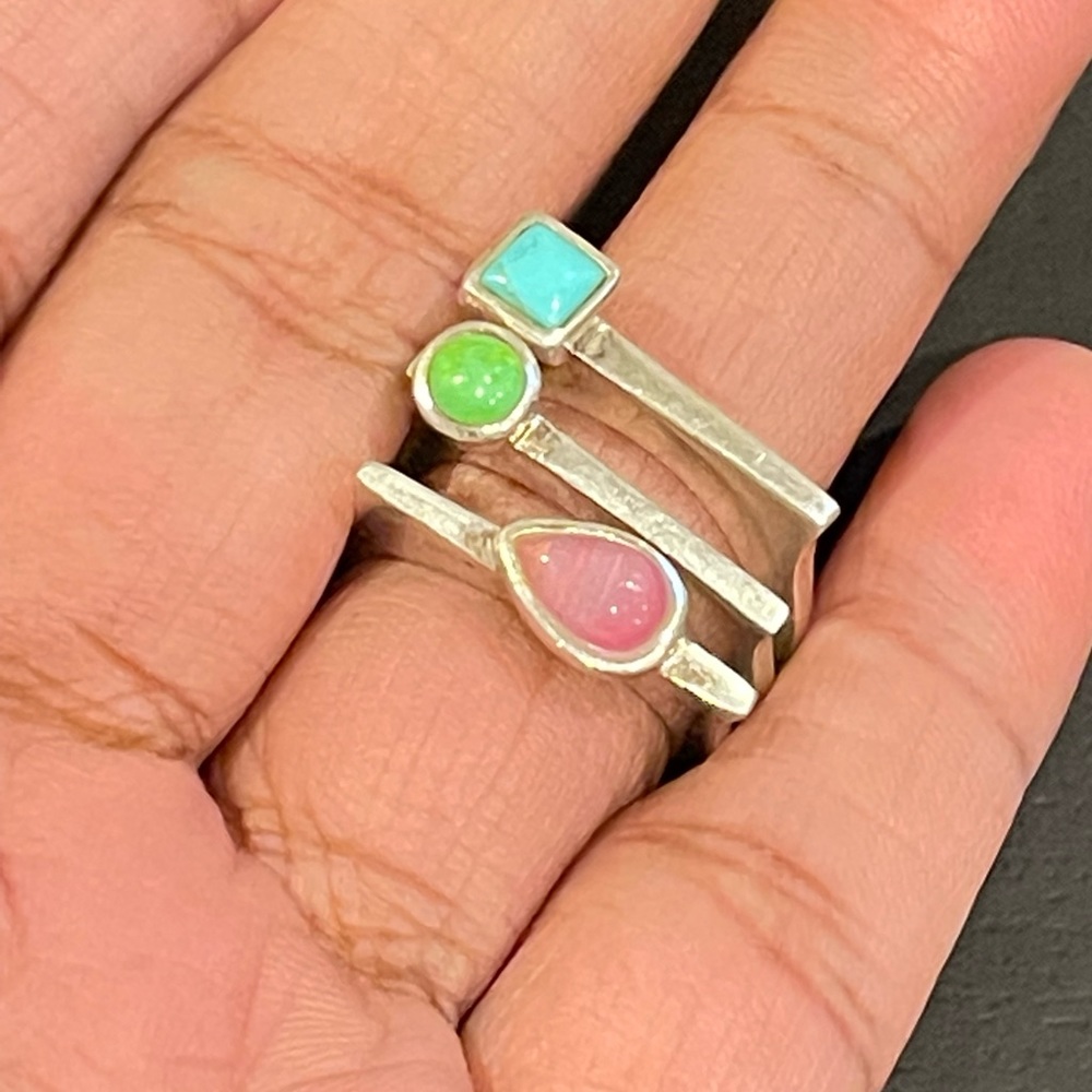 Vintage Barse Sterling Silver Stackable Set/Size-6 - image 4